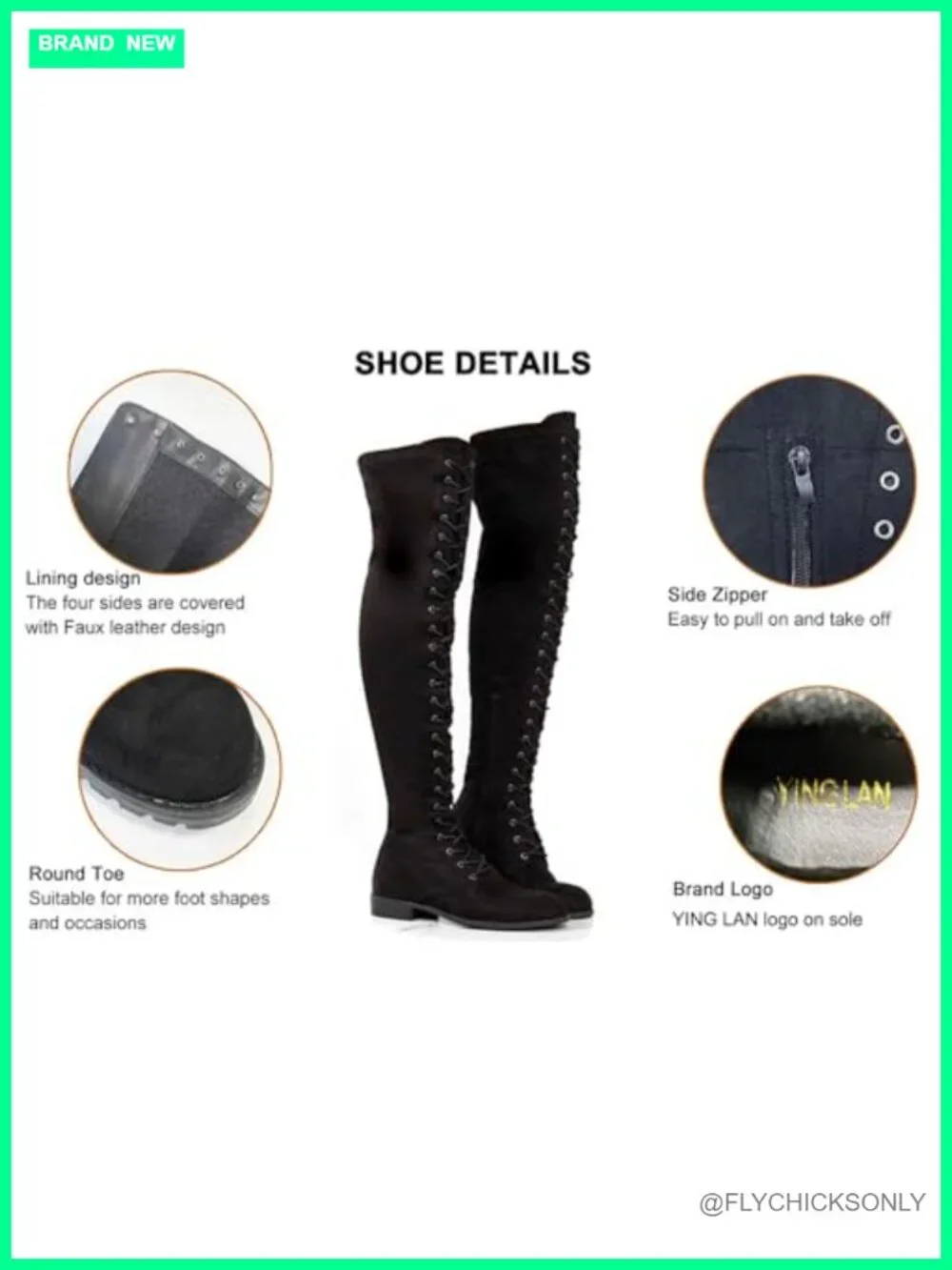 Women's Over The Knee Lace Up Tall Boots Low Heel Suede Leather